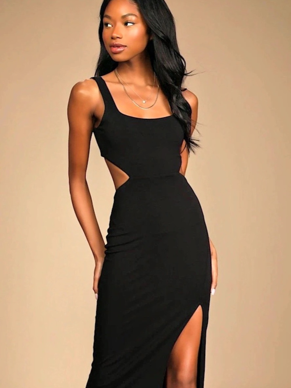 Lulus How I Feel Black Cutout Bodycon Midi Dress